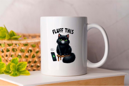 Foto: Mok shet fluff this cats gift cadeau catlovers meow kittylove katten kattenliefhebbers katjesliefde prrrfect funny