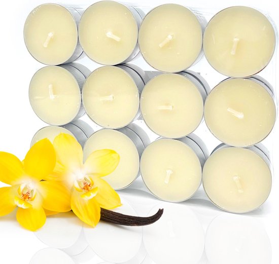 Witte theelichtjes zonder parfum, decoratie voor thuis, 50 stuks, witte waskaars, 4 uur, decoratieve kaarsen voor evenementen, theelichten kaarsenpakket (50 stuks