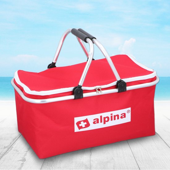 alpina Koeltas met Handvat - ca 25 Liter - Afsluitbaar met rits - Rood van Alpina — afbeelding 2