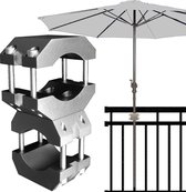 Stabiele parasolhouder, parasolstandaard voor balkon en ronde, vierkante leuningen, veilige parasolbevestiging zonder boren