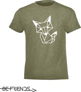 Be Friends T-Shirt - Fox - Kinderen - Kaki - Maat 12 jaar