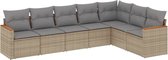 vidaXL - 7-delige - Loungeset - met - kussens - poly - rattan - gemengd - beige