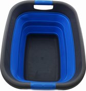 Opvouwbare wasmand/-kuip van 25 liter, opvouwbare opbergcontainer/organizer, draagbare wascontainer, ruimtebesparende mand, koffer voor bagageruimte (grijs/blauw)