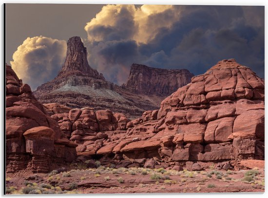 Dibond - Stenen - Wolken - Bezienswaardigheid - 40x30 cm Foto op Aluminium (Met Ophangsysteem)