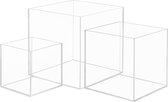 Belle Vous Boîtes de Présentation en Acryl Transparent (Lot de 3) – 3 Cubes de Tailles Différentes pour Organisation/ Protection/Présentation – Présentoir de Comptoir sans Poussière pour Objets de Figurines d'action, Figurines et Jouets