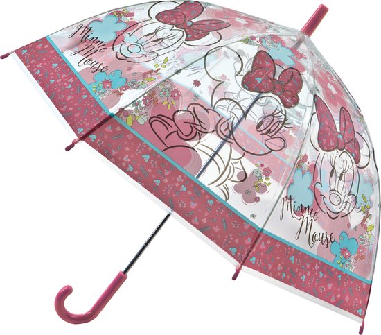Parapluie Enfant Minnie Mouse Transparent Rose – Super Mignon Et Résistant Au Vent !