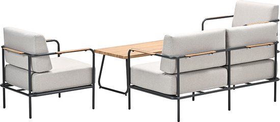 Ensemble de salon Garden Impressions Lisboa - 4 pièces - noir carbone - sable du désert - aspect teak