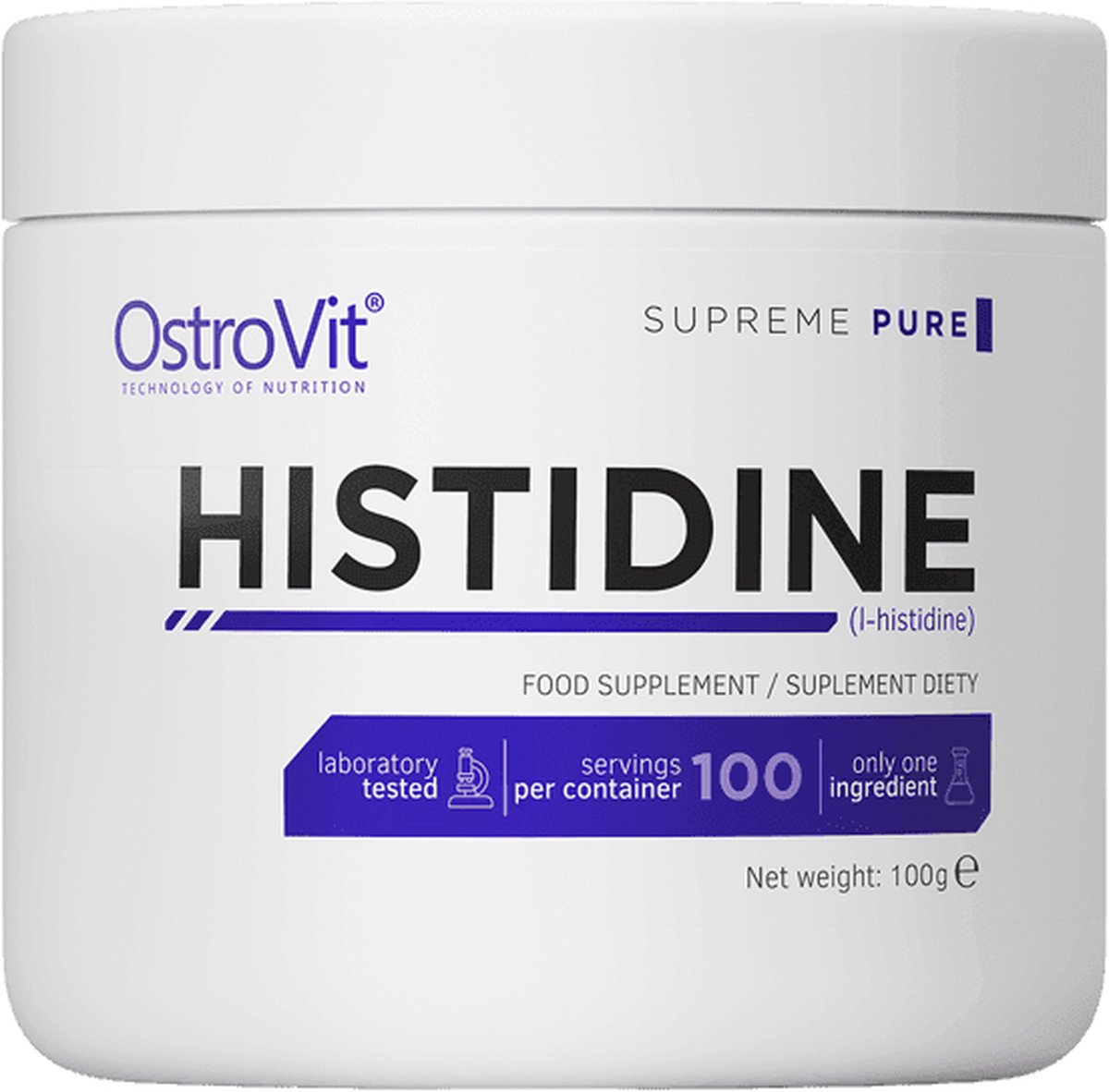 Aminozuren - Histidine Poeder - 100g - OstroVit - Naturel - 100% product zonder toevoegingen! | Laboratoriumbevestigde kwaliteit! - OstroVit