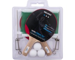 Tafeltennisset 1 ster met netpost met 3 kunststof ballen