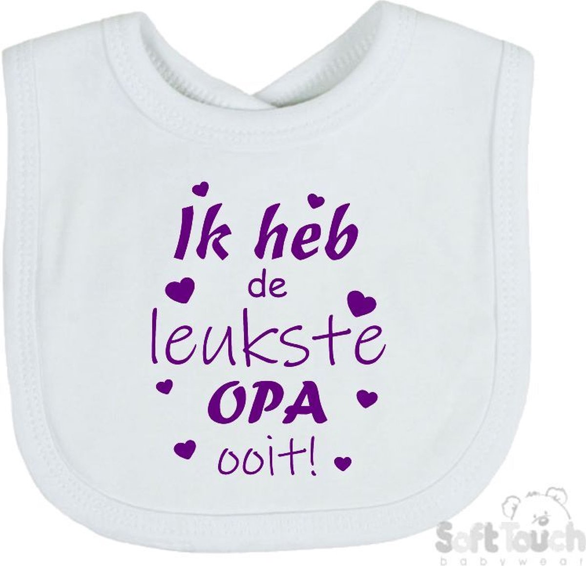 Goedkoopste Soft Touch Slabber Slabbetje Slab Ik heb de leukste OPA ooit! Vaderdag Unisex Katoen Wit/paars Maat 33x22 Cm