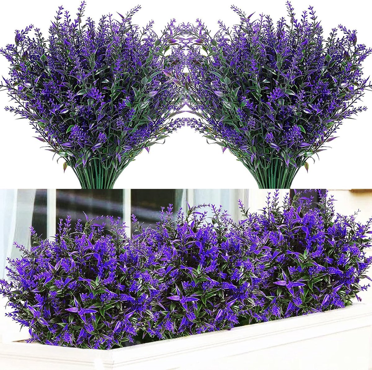 Kunstbloemen 12 bundels Kunstheesters Kunstbloemen UV-kunstplanten voor buitentuin Bruiloft (paars)