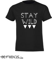 Be Friends T-Shirt - Stay wild - Heren - Zwart - Maat XL