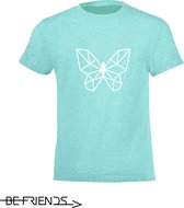 Be Friends T-Shirt - Vlinder - Kinderen - Mint groen - Maat 2 jaar