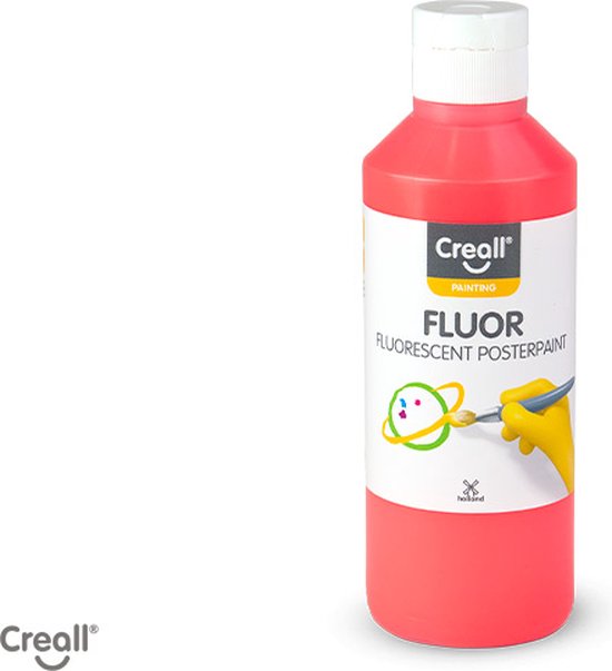 Plakkaatverf Creall fluor 04 rood 250 ml