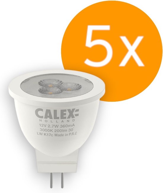 5 stuks Calex SMD LED MR11 12V 2.7W/830 30º 200lm Niet-Dimbaar Ø3.5cm