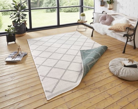 Flycarpets Omkeerbaar Vloerkleed - Corsica - Groen / Creme - 160x230 cm