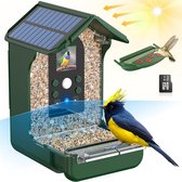 Vogelvoederhuisje - Groen - Duurzaam - Vogelhuisje - Vogelvoederhuisje met camera - Met E-Book - Voederhuis met camera - Zonnepaneel