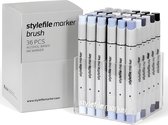 Stylefile Twin Marker Brush 36 Grey Set - Hoge kwaliteit stiften, ideaal voor designers, architecten, graffiti artiesten, cartoonisten, & ontwerp studenten