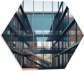 PVC Schuimplaat Hexagon - Ramen - Gebouw - Glas - 50x43.5 cm Foto op Hexagon (Met Ophangsysteem)