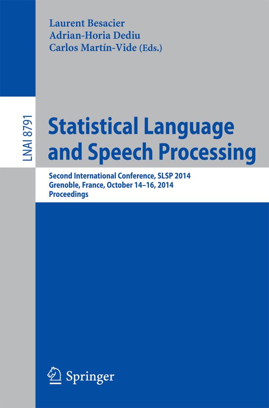 Statistical Language and Speech Processing - cover