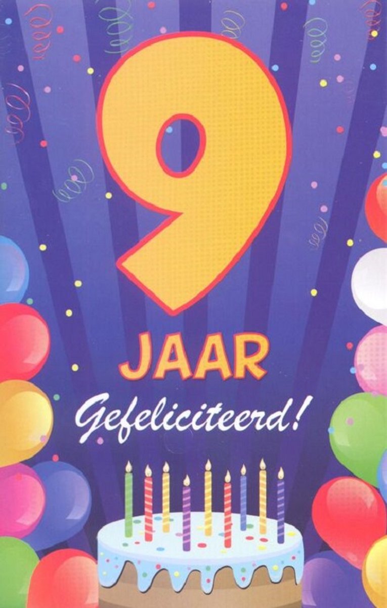 Wenskaart 9 Jaar Gefeliciteerd - Gratis verzonden