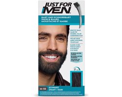 Just for Men Snor en Baard Haarkleuring M55 Zwart - Haarverf voor Mannen - Grijs Haar Verdwijnt in 5 Minuten - Versterkt Natuurlijke Kleur - Eenvoudig te Borstelen - Zonder Ammoniak - Meerdere Keren Bruikbaar - Blijft tot 8 Weken Zitten
