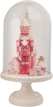Viv! Christmas Kerstbeeld - Kerst Notenkraker in Glazen Stolp - roze wit - 41cm