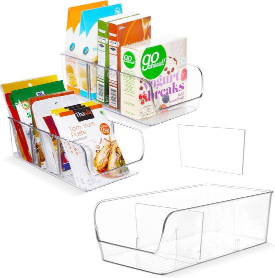 Organisateur Frigo Plateaux - XIVADA - 4x - Boite de Rangement Frigo Transparent