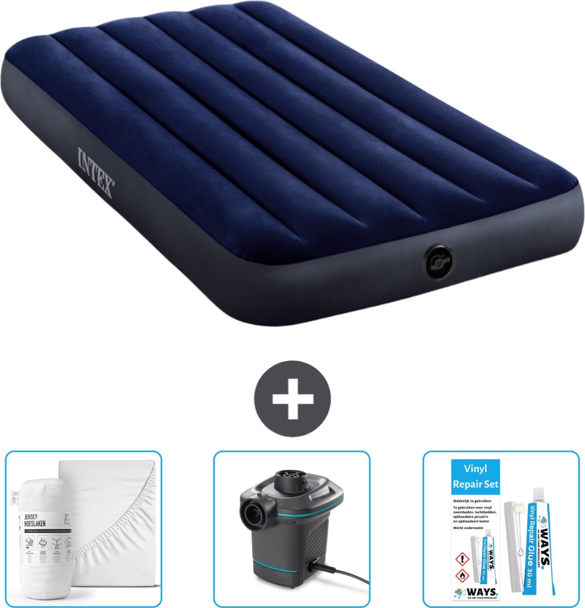 Intex Luchtbed - 1-Persoons - 99 x 191 x 25 cm - Blauw - Inclusief Accessoires CB4