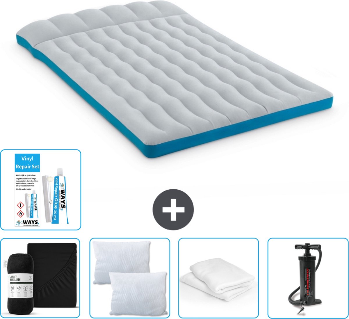 Intex Campingmat - 2-Persoons - 127 x 193 x 24 cm - Blauw - Inclusief Accessoires CB5