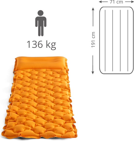 Intex Campingmat - 1-Persoons - 71 x 191 x 11 cm - Oranje - Inclusief Pomp en Reparatieset van Intex — afbeelding 4