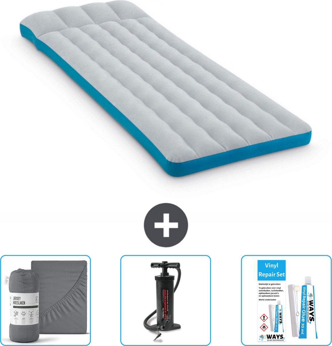 Intex Campingmat - Twijfelaar - 72 x 189 x 20 cm - Blauw - Inclusief Accessoires CB11