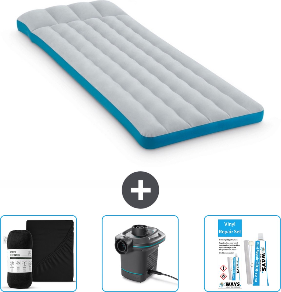 Intex Campingmat - Twijfelaar - 72 x 189 x 20 cm - Blauw - Inclusief Accessoires CB8