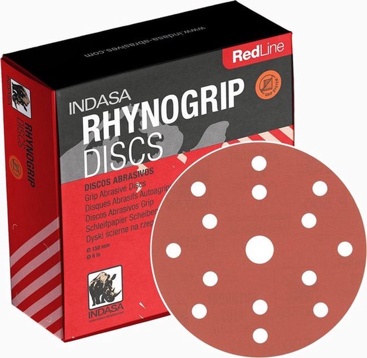 Schuurschijven P80 150mm Rhynogrip Red line H15