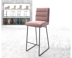 Barstoel Pela-Flex sledeframe metaal fluweel rosé