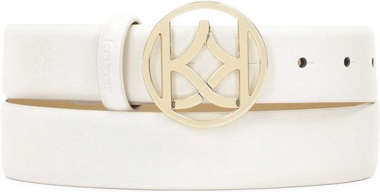 White smooth belt with round buckle