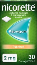 Nicorette Suikervrije Kauwgom Freshfruit - 2 mg - 1 x 30 stuks - nicotinevervanger - stoppen met roken