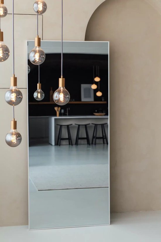 Nordic Style® Wandspiegel 180x80cm | Mat Wit | Scandinavische Spiegels | Vierkant | Pas spiegel | Staande spiegel | Kleedkamer spiegel