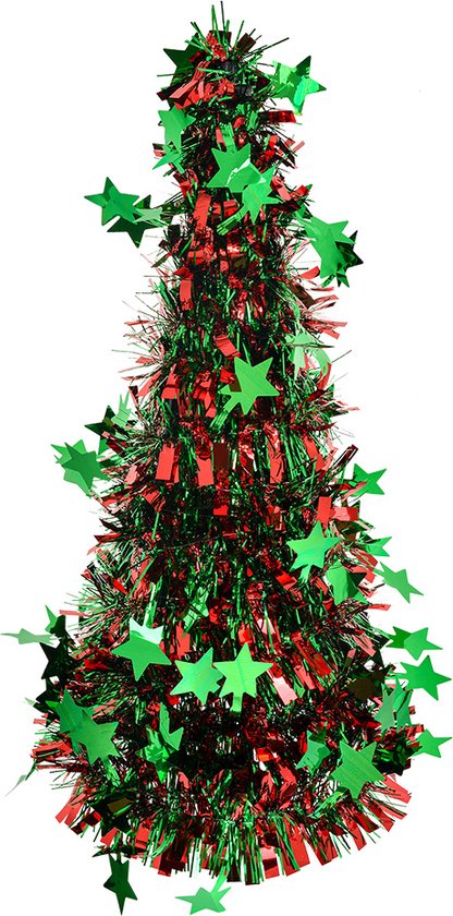 Clayre & Eef Décoration de Noël Sapin de Noël Ø 17x38 cm Rouge Plastique