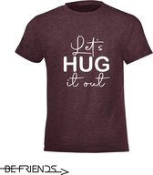 Be Friends T-Shirt - Let's hug it out - Kinderen - Bordeaux - Maat 2 jaar