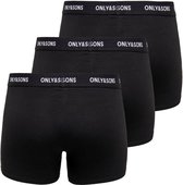Only & Sons Onderbroek Onsfitz Solid Black Boxer 3pack3854 22023854 Black Detail Black Waistband Mannen Maat - XS