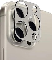 Rosso Camera Lens Protector Geschikt voor Apple iPhone 15 Pro / 15 Pro Max | Camera Bescherming | Case Friendly | Ultra Dun Glas | Grijs