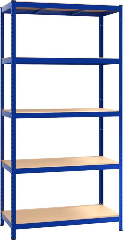 vidaXL - Opbergrek - 5-laags - staal - en - bewerkt - hout - blauw