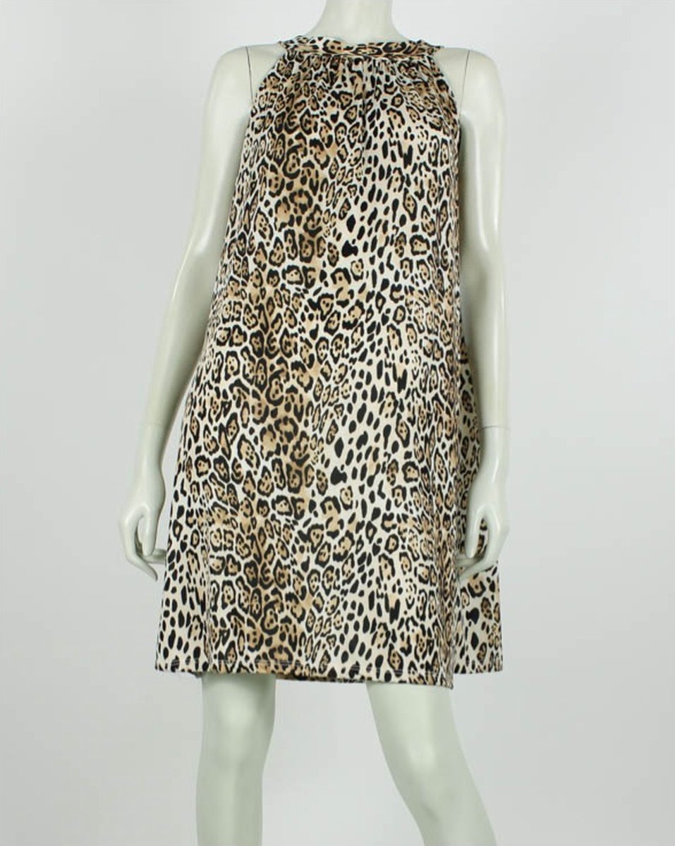 Halterjurk - Barca - Leopard Print - One Size (Maat 38 t/m 40)