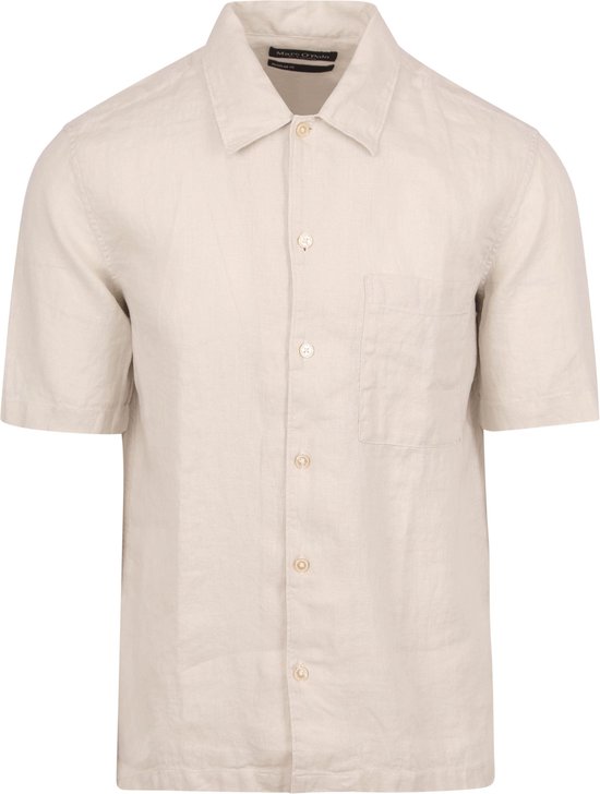 Marc O'Polo - Overhemd Short Sleeves Linnen Ecru - Heren - Maat XL - Regular-fit
