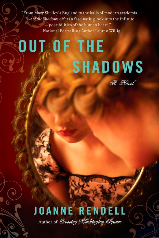 Boekomslag van "Out of the Shadows" met een spiegel en een vrouw die erin kijkt.