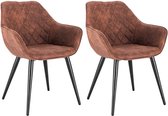 Rootz Set van 2 gestoffeerde eetkamerstoelen - Fauteuils - Stoffen stoelen - Super comfortabel - Duurzame constructie - Verstelbare poten - 84 cm x 41 cm x 45 cm