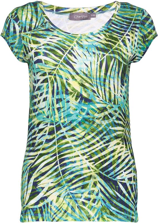 Geisha T-shirt Tricot Top Met Print 42343 60 000530 Green/blue Dames Maat - M