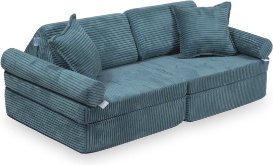 Mini Modulaire bank - Speelsofa- Rib velvet - Blue Comfort (inclusief 2 ...