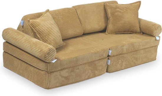 Mini Modulaire bank - Speelsofa- Rib velvet - Sand Standaard | bol